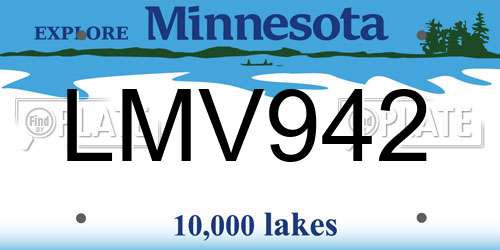 LMV942 Minnesota License Plate