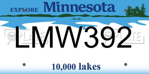 LMW392 Minnesota License Plate