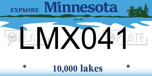 LMX041 Minnesota License Plate