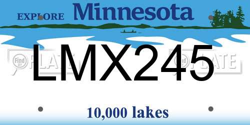 LMX245 Minnesota License Plate