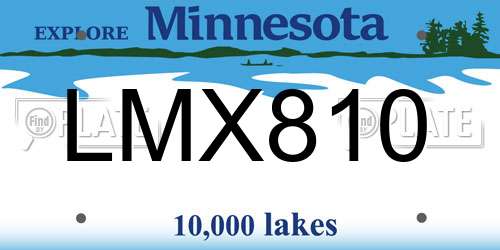 LMX810 Minnesota License Plate