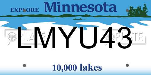 LMYU43 Minnesota License Plate