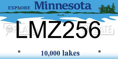 LMZ256 Minnesota License Plate