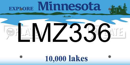 LMZ336 Minnesota License Plate
