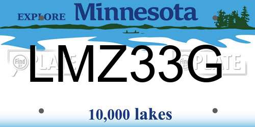 LMZ33G Minnesota License Plate