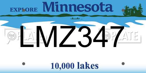 LMZ347 Minnesota License Plate