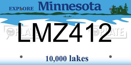 LMZ412 Minnesota License Plate