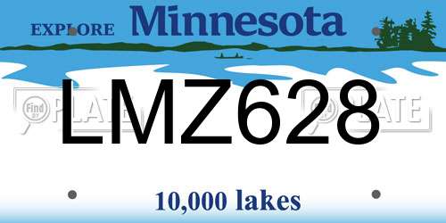 LMZ628 Minnesota License Plate