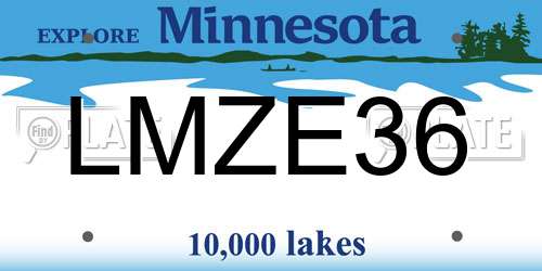 LMZE36 Minnesota License Plate
