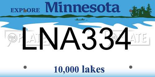 LNA334 Minnesota License Plate