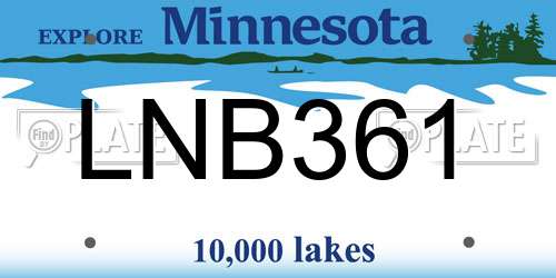 LNB361 Minnesota License Plate