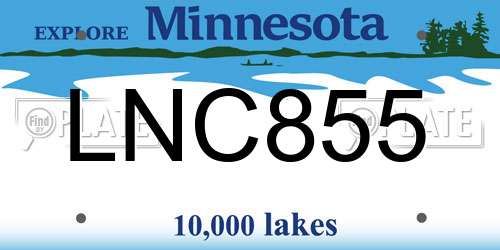 LNC855 Minnesota License Plate