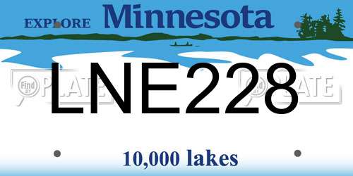 LNE228 Minnesota License Plate