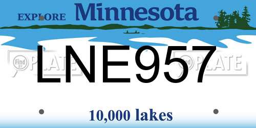 LNE957 Minnesota License Plate