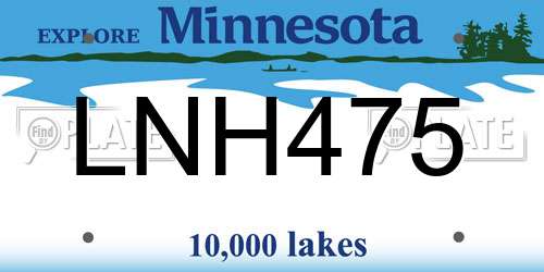 LNH475 Minnesota License Plate