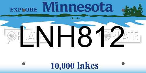 LNH812 Minnesota License Plate