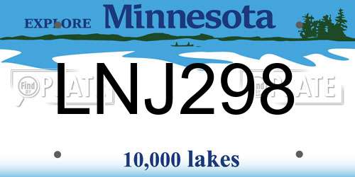 LNJ298 Minnesota License Plate