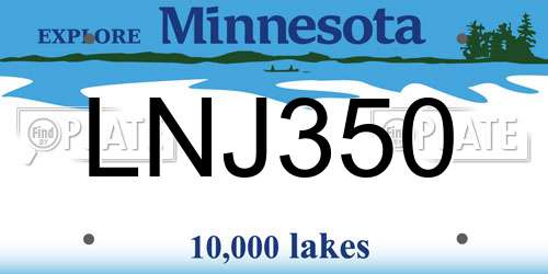 LNJ350 Minnesota License Plate