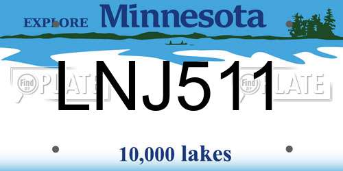 LNJ511 Minnesota License Plate