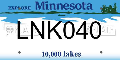 LNK040 Minnesota License Plate