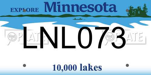 LNL073 Minnesota License Plate