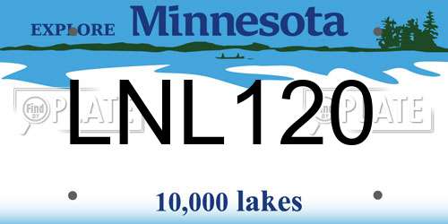 LNL120 Minnesota License Plate