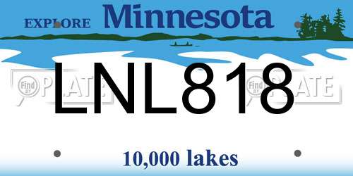LNL818 Minnesota License Plate