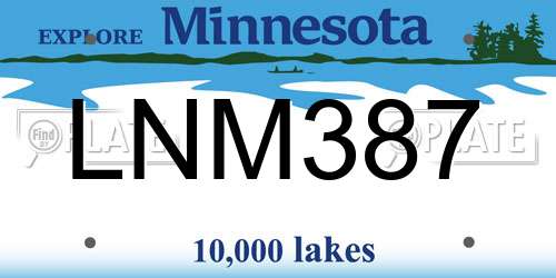 LNM387 Minnesota License Plate