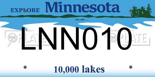 LNN010 Minnesota License Plate