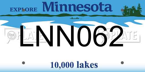 LNN062 Minnesota License Plate