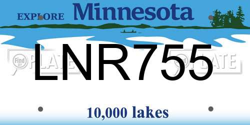LNR755 Minnesota License Plate