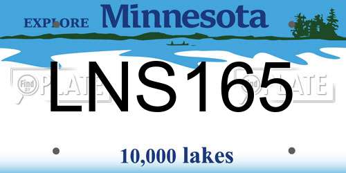 LNS165 Minnesota License Plate