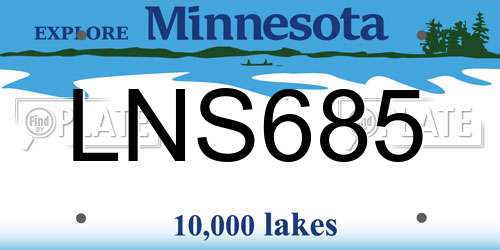 LNS685 Minnesota License Plate