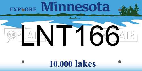 LNT166 Minnesota License Plate