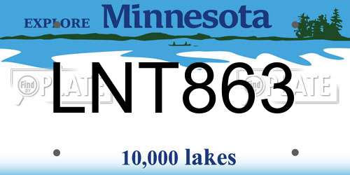 LNT863 Minnesota License Plate