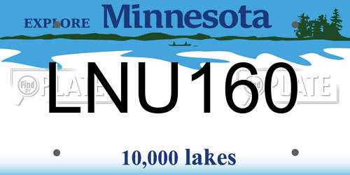 LNU160 Minnesota License Plate