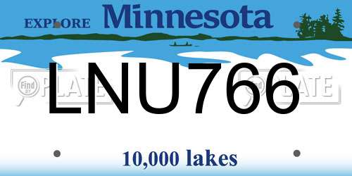 LNU766 Minnesota License Plate