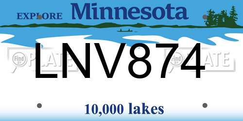 LNV874 Minnesota License Plate