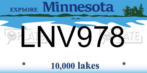 LNV978 Minnesota License Plate