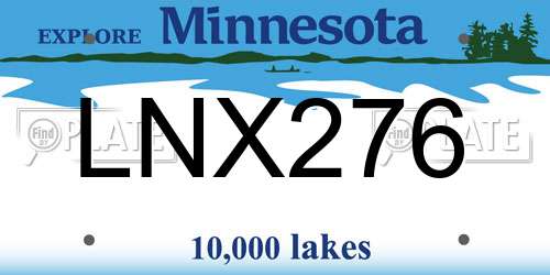 LNX276 Minnesota License Plate