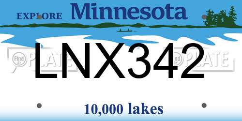 LNX342 Minnesota License Plate