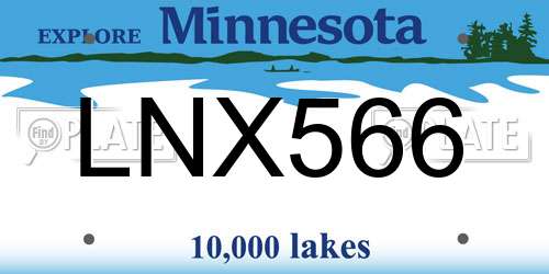 LNX566 Minnesota License Plate
