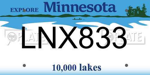 LNX833 Minnesota License Plate