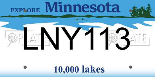 LNY113 Minnesota License Plate