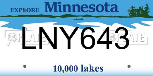LNY643 Minnesota License Plate
