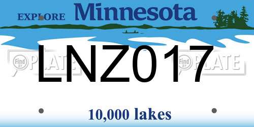 LNZ017 Minnesota License Plate