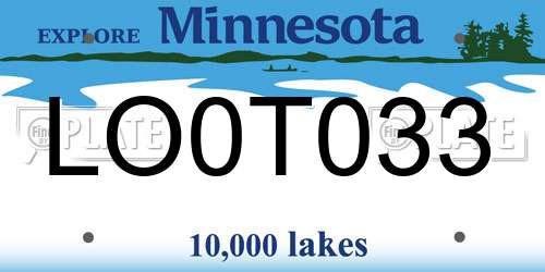 LO0T033 Minnesota License Plate