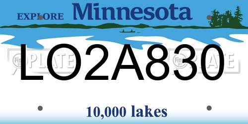 LO2A830 Minnesota License Plate
