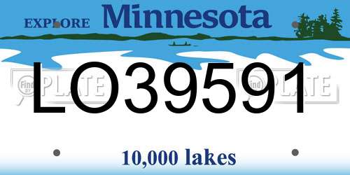 LO39591 Minnesota License Plate