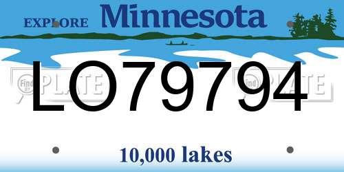 LO79794 Minnesota License Plate